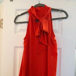 J. Crew Silk High Neck Tie Blouse - Orange - Size 0